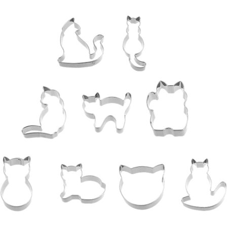 9 stk. Katte-Kageudstikker Sæt Rustfrit Stål Katte-Kageudstikkere