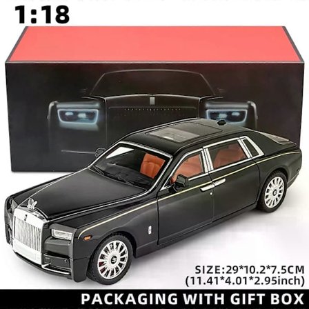 1:18 Rolls-Royce Phantom Modellbil, sinklegering, trekk tilbake leketøy, støpt bil med lyd og lys, realistisk modellleketøy