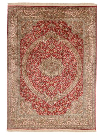 Tapis Cachemire Pure Soie 24/24 Quality 156X215 Marron/Rouge Foncé (Soie, Inde)