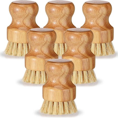 6 pakker bambus oppvaskbørster i tre rengjøringsskrubber sett K