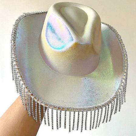 Cowgirl-hattu naisten ja tyttöjen - Rhinestones ja reunus - Täydellinen teemajuhliin Violetti