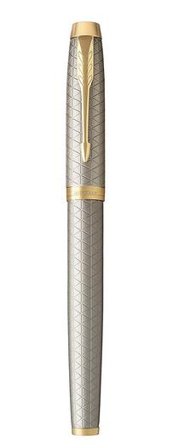 PARKER Füller IM Prem. Warm Silver F Blau