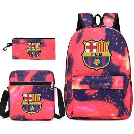 Sport Lionel Messi Rygsæk Skoletaske Skuldertaske Penneetui Tredelt Sæt Star Pink3