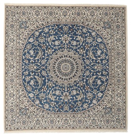 Nain Fine 9La Rug Hand Knotted 204X209 Square Black/Dark Grey Persia