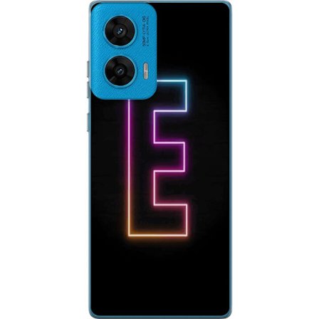 Kompatibel Mobilcover til Motorola Motorola G96 Minimalistisk neonbogstav E i lyse farver mod mørk baggrund i moderne og stilren design