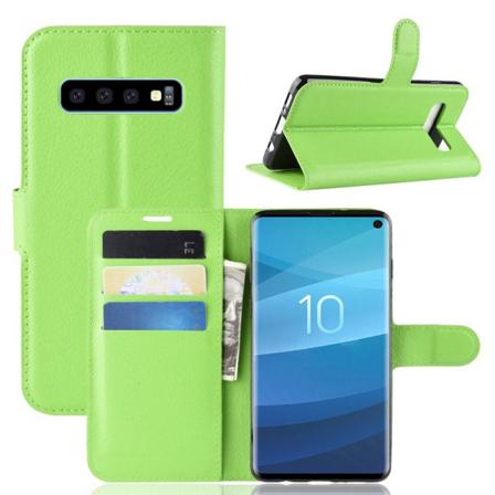 Samsung Galaxy S10 - Litchi Plånboksfodral - Grön Green Grön
