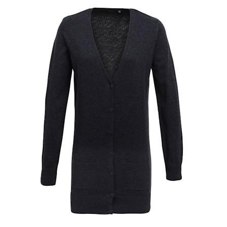 Premier Dam/Damer Långlinjerad V-halsad Stickad Cardigan 10 Charcoal Charcoal 10