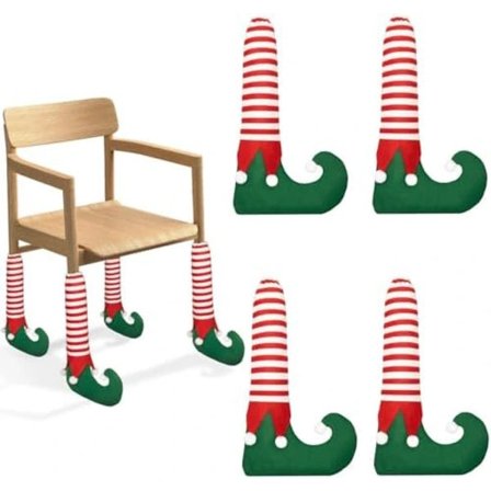 /EA/4 stk. julestolebensbetræk Julemøbler Fodbensstrømper Skridsikre julemænd Bordstrømper til jul Hjemmekøkken