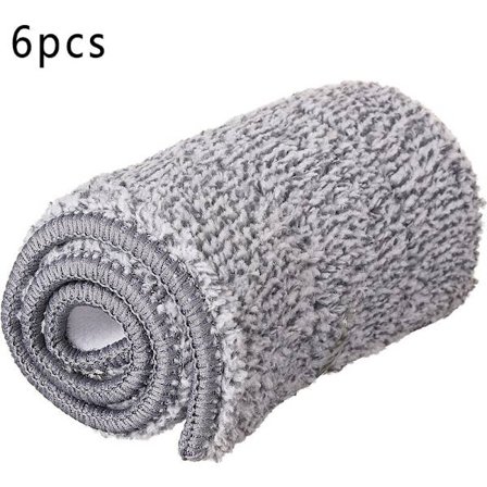 Erstattningsmoppeputer, 6-pakning Mikrofiber Moppeputer, Flate Moppeputer for Hjem, Kontor, Tregulv, Marmor, Fliser