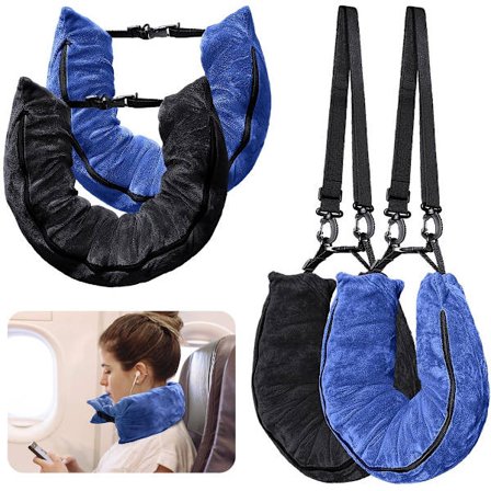 2-pack Påfyllningsbara Kuddar, Sammet Nackkudde, Justerbar Nackstorlek, Rymmer Cirka 6 T-shirts, Viktig Multifunktionell Sovkudde (Blå + Svart)