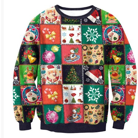 Jul 3D-tryckt mönstrad herrtröja med rund hals - Ledig passform, långärmad tröja - Stil 15 - Storlek L Style 15 L