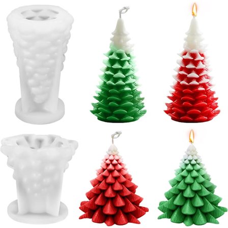 Lysform, silikon juletre, 2 stykker, støpeformer, lag dine egne julelys, 3D-lysform, silikon, jul, håndverk,