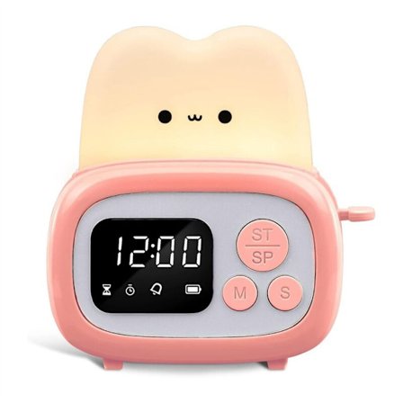 Brødristerlampe-timer, søt nattlys med tidsstyringsverktøy og bordalarm digital timer for barn rosa