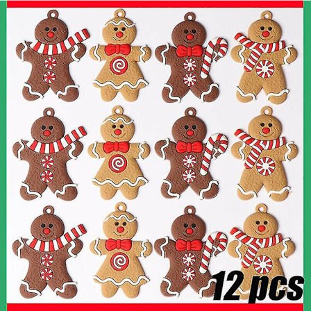 12-24 stk Pepperkake Mann Julepynt Hengesmykke Xmas Tredekor Ornament