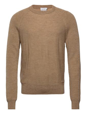 Superior Wool Mouline Sweater Neulepaita Pyöreä Kaula-aukko Ruskea Calvin Klein