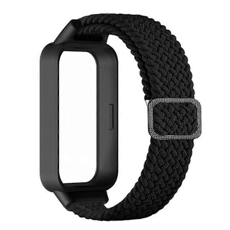 Til Xiaomi Smart Band 9 Active Redmi Band 3 Vævet Nylonarmbånd Snap-On Etui Urrem - Sort Multicolor Black