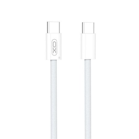 XO 60W USB-C til USB-C Kabel 1,5m – Rask og Slitesterk Lading, Hvit