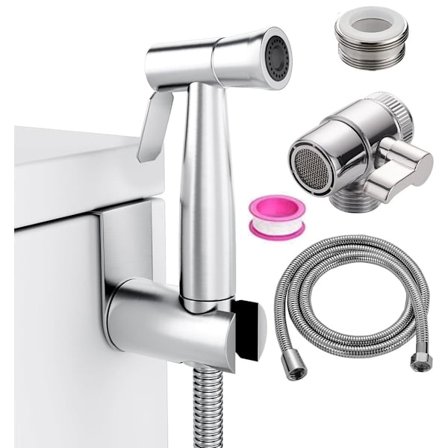 Bærbart bidet-sprøjtesæt med slange og krog, kompatibelt med standardtoiletter, let at installere