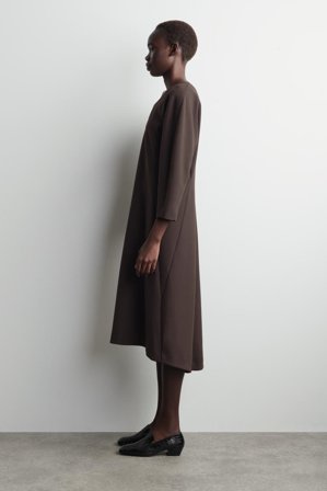 COS Women's Sculpted Long Sleeve Midi Dress in Brown