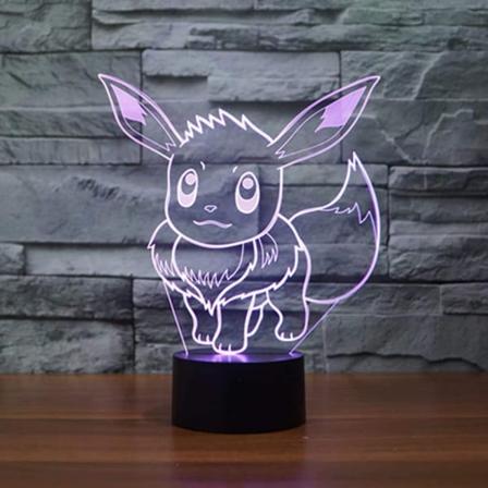 3D Illusion Pokemon_ LED Natlampe, 7 Farver Gradual Skiftelig USB Touch Switch 3D Visuelle Lys til Julegaver eller Hjemmedekorationer