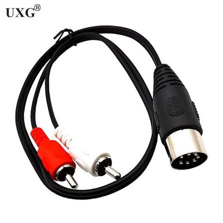 7-pins DIN hannkontakt til 2 RCA Lotus hann/hunn plugg Gammeldags B&O TV-utstyr adapterkabel 50cm 150cm 5ft 1.5m