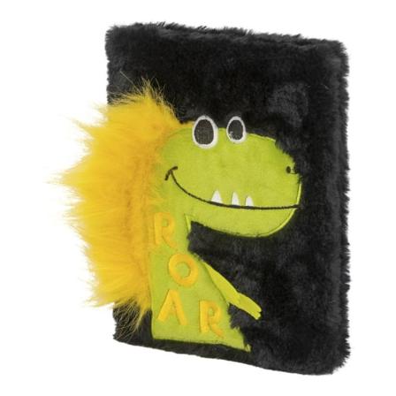 Anteckningsbok / Skrivbok - Fluffig Dinosaurie Svart