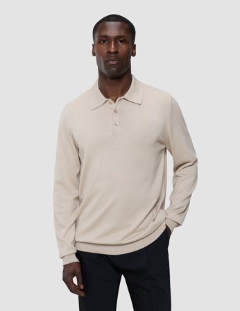 Shaping New Tomorrow - Everyday Knit Long Sleeve Polo - Birchwood - Herr - Storlek L
