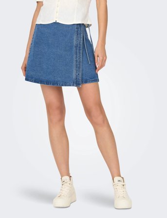 ONLY Onlvilla Wrap Tie Skirt Dnm Gua - Blue - L