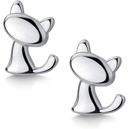 Øredobber Gave Til Henne - 925 Sterling Sølv Øredobbsett Med Nydelig Katt