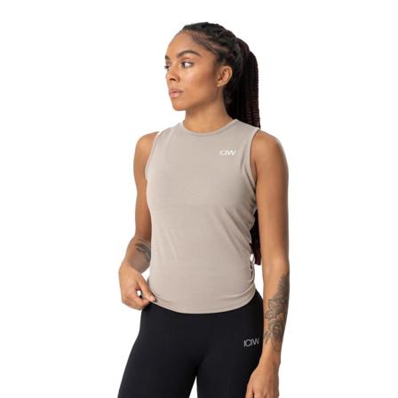 ICANIWILL Women's Empowering Open Back Tank Women Short sleeved fitness sweater Beige XL