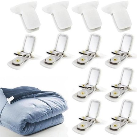Dyneklemmer - 12 Stykker - 3,5*4*1,7cm - Stabile Dyneklemmer - Stærke Dyne Klammer - Dynebetræk Klemmer - Forhindrer sengetøj i at glide