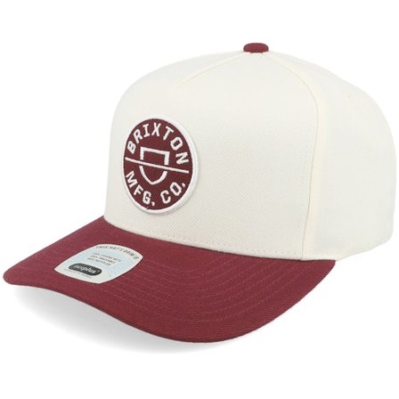 Brixton - Crest C Medium Profile Port/Off White Adjustable Adjustable Black Cap - @ Hatstore