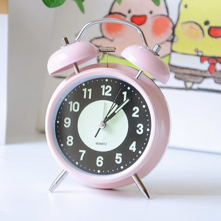 Retro dobbelt ur alarmur, lydløs sengeur med baggrundsbelysning, bordur