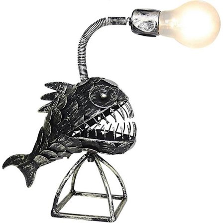Fisk Lampa, Fiske Fisk Lampa Konst Lampa, Retro Järn Haj Lampa, Usb Led Nattlampa Fisk Lampa, L Lampa