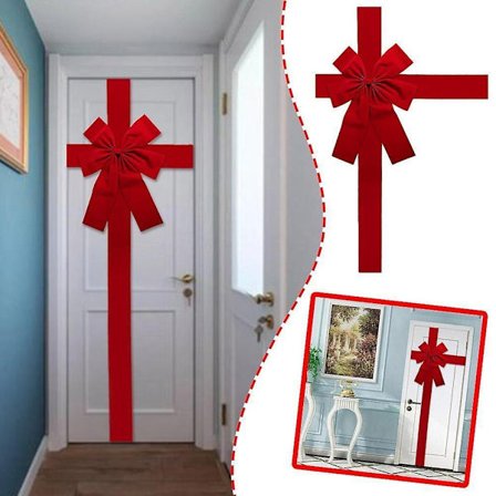 Julesløjfe til dør, stor rød sløjfe, dørdekoration, juletræsbånd - WELLNGS