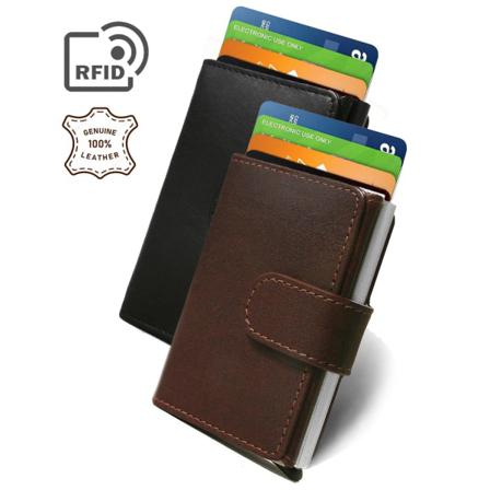 Rfid Pop-up Korthållare I Äkta Oxläder (svart) Svart