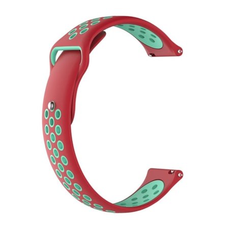 Fossil Q MARSHAL Gen2 / Huami Amazfit Watch 2/1 klockarmband silikon värmeavledande dubbelfärgad urholkad design - Röd och turkos