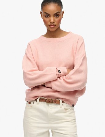 Superdry Slouchy Crew Neck Jumper - Pink - XS