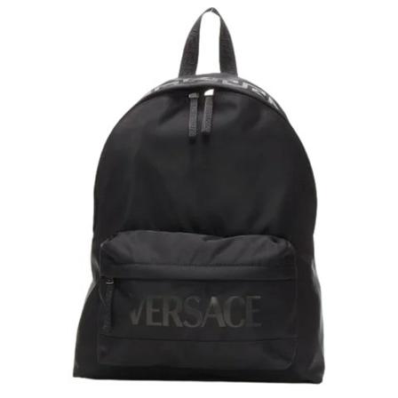Versace Pre-owned Pre-owned Nylon Rugzaks , Zwart , Heren , Maat: ONE Size Vintage Tassen