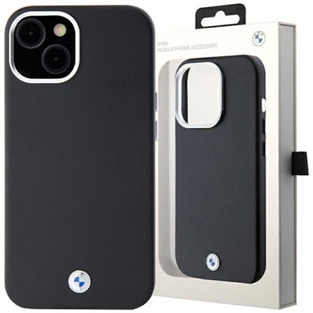 BMW Signature Wrapped Metal MagSafe beskyttelsesdeksel til iPhone 15 Plus / 14 Plus - svart