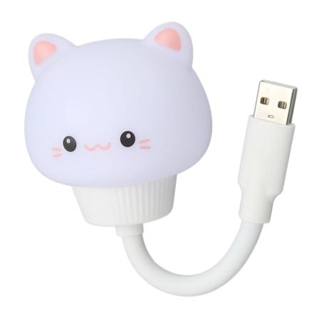 USB LED-lys med stemmestyring, 3 lysstyrker, timer, øyebeskyttelse, bærbar, søt LED-nattlys for soverom, sovesal, katt