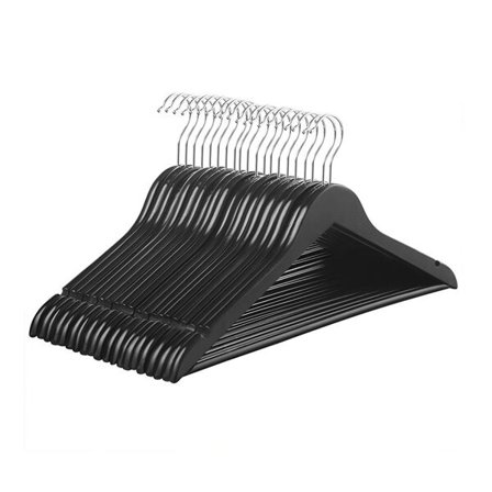 Skridsikre træbøjler med 360° roterende kroge - 20-pak - Svart