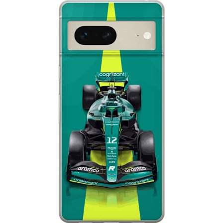 Yhteensopiva Puhelinkuori Google Google Pixel 7 Aston Martinin Formula 1 -auto vihreässä kilpailumuotoilussa, jossa on moderni studiosentuntma
