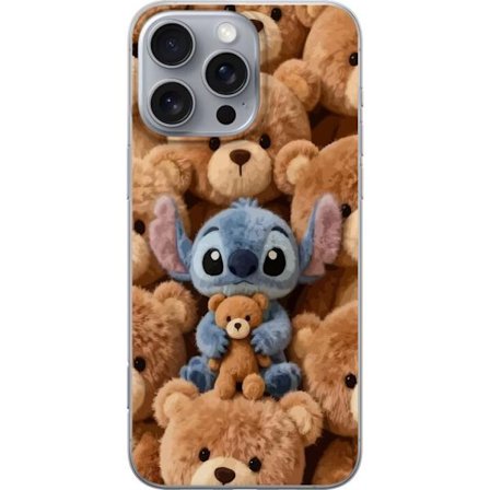 Kompatibelt Mobildeksel til Apple iPhone 16 Pro Max Stitch omgitt av brune teddybjørner med en liten teddybjørn i fanget i en søt og koselig kawaii-de