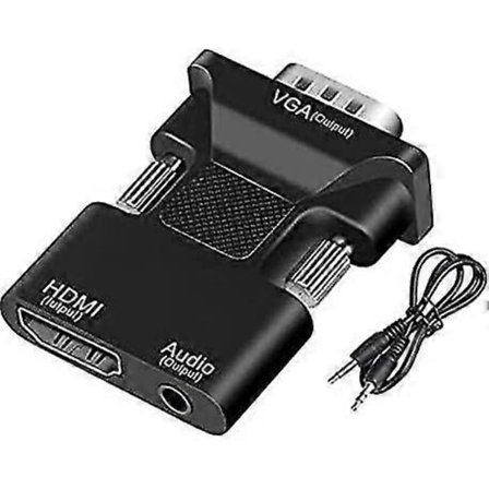 HDMI till VGA Adapter/Konverterare, Fudigo 1080p HDMI Hona till VGA Hane Konverter Adapter 3.5mm Ljudkabel