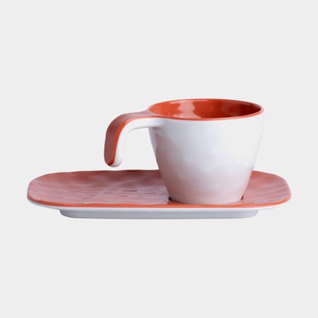 Chávenas de espresso em melamina com pires Marine Business Coral, vermelho, 8 cl / 80 ml, pack de 6