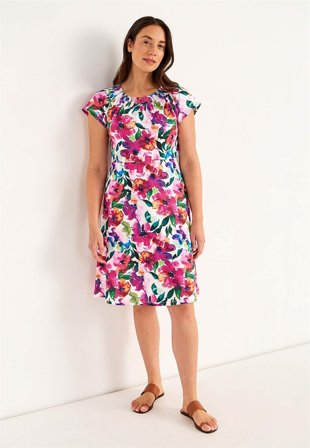 Cellbes of Sweden - Jersey-kjole med et blomstermønster i flerfarget / blomstret for damer i størrelse 50/52