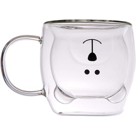Söpöt kahvikupit Tee Maito Söpö Karhu Kissa Panda Espresso Kupit Mukit Kaksiseinäiset Eristetyt Lasit Syntymäpäivälahjat Läpinäkyvä kahvalla