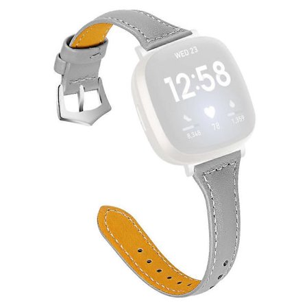 Äkta klockarmband i koskinn för Fitbit Versa 4/Sense 2, 20 mm smalt klockarmband -