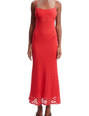 Bardot Adoni Mesh Midi Dress - Red - 40